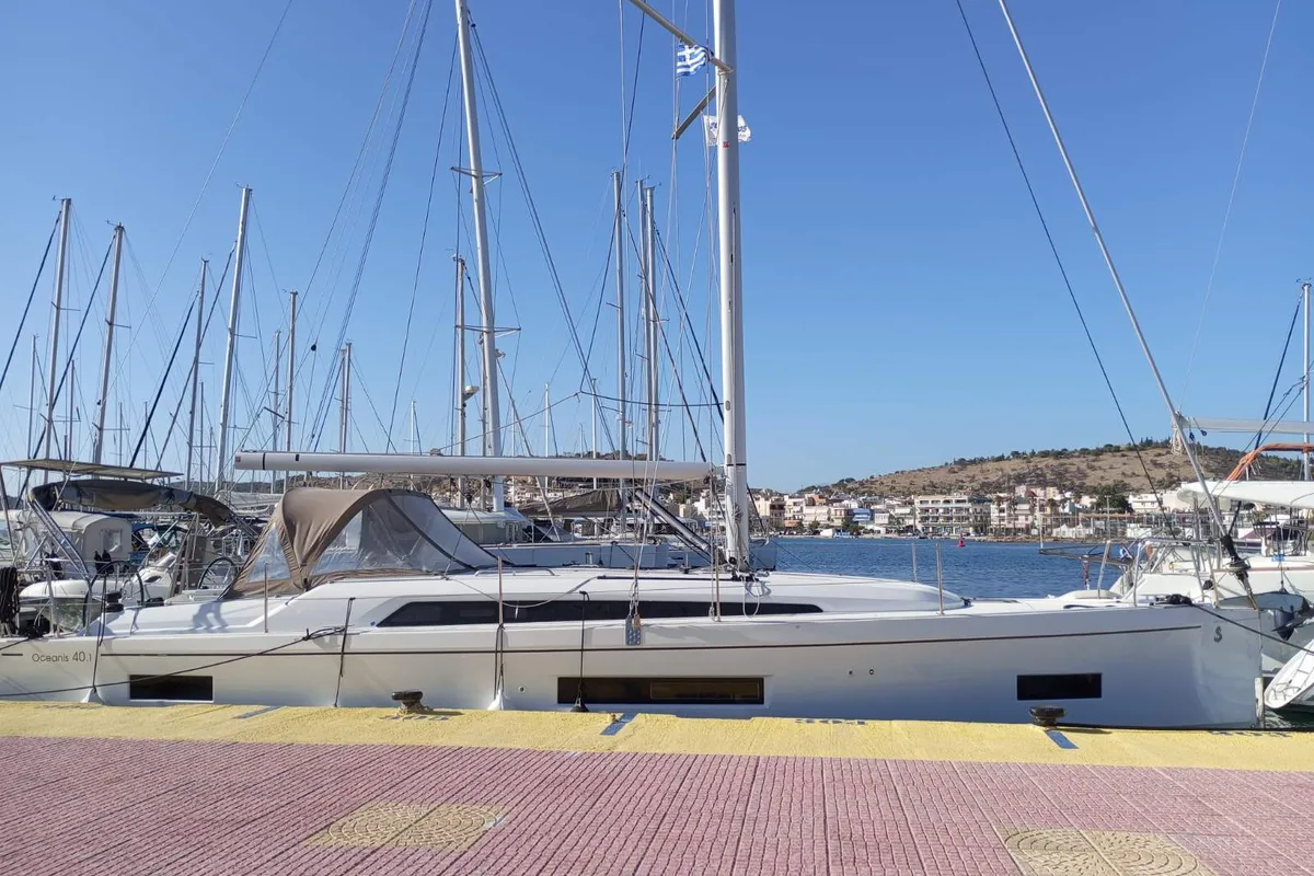 Exterior view of Ocean Pearl, a Beneteau Oceanis 40.1 sailboat at Zakynthos Municipal Unit, Greece
