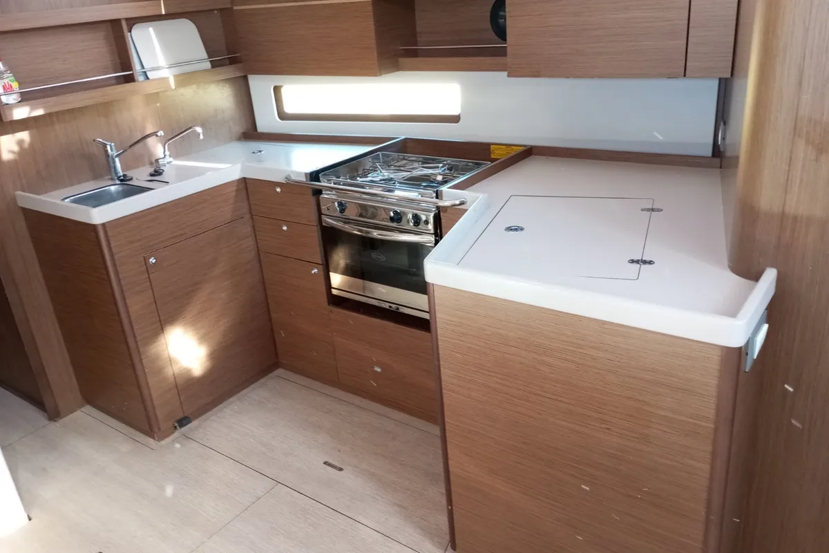 Galley of Ocean Pearl, a Beneteau Oceanis 40.1 sailboat at Zakynthos Municipal Unit, Greece