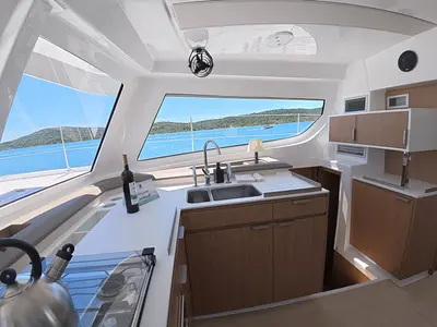 Galley of Green Octopus 33, a Bali Catspace OW catamaran at Pirovac, Croatia
