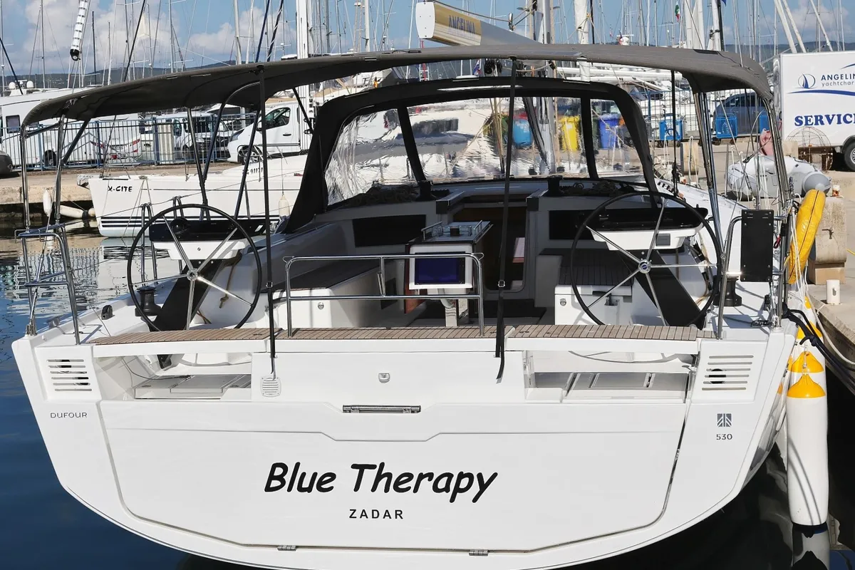Exterior view of Blue Therapy, a Dufour 530 sailboat at Grad Biograd na Moru, Croatia