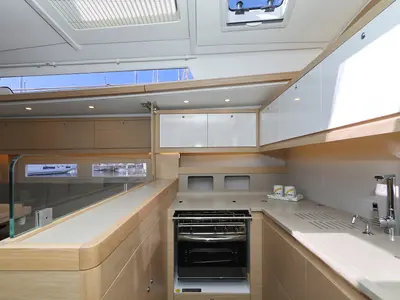 Galley of Blue Therapy, a Dufour 530 sailboat at Grad Biograd na Moru, Croatia