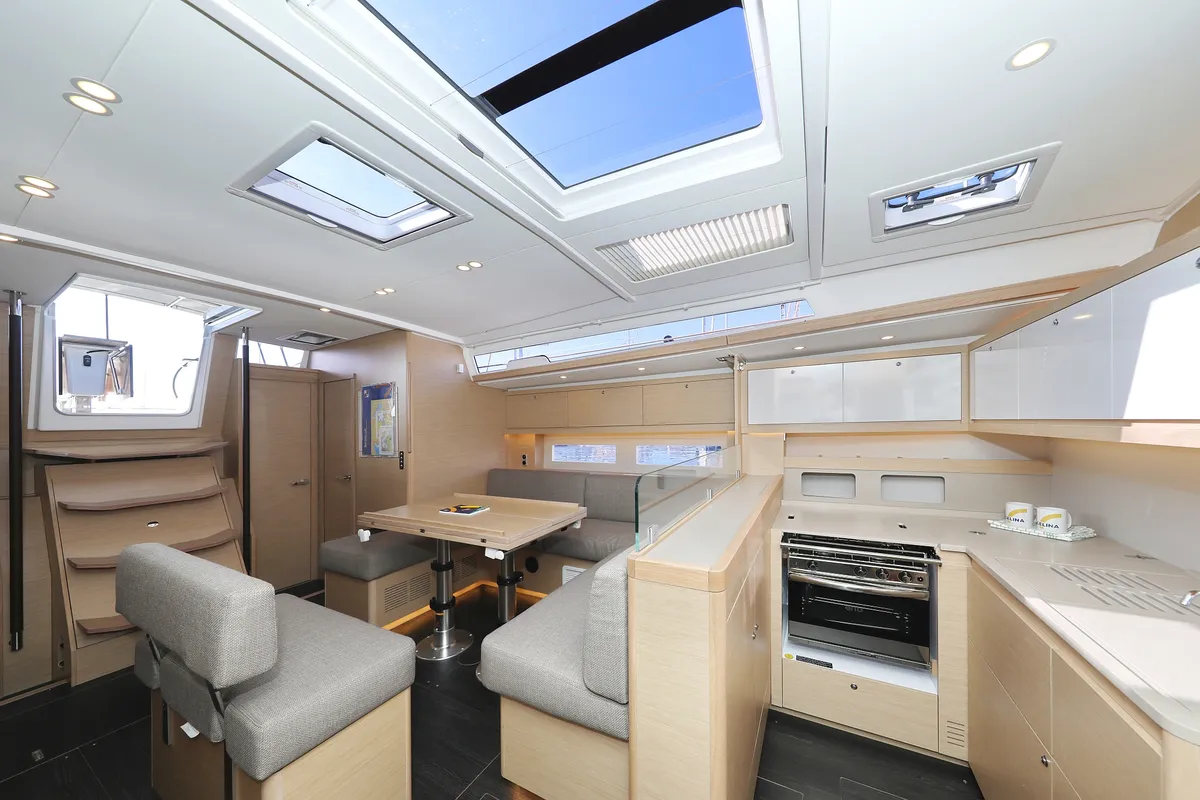Salon of Blue Therapy, a Dufour 530 sailboat at Grad Biograd na Moru, Croatia