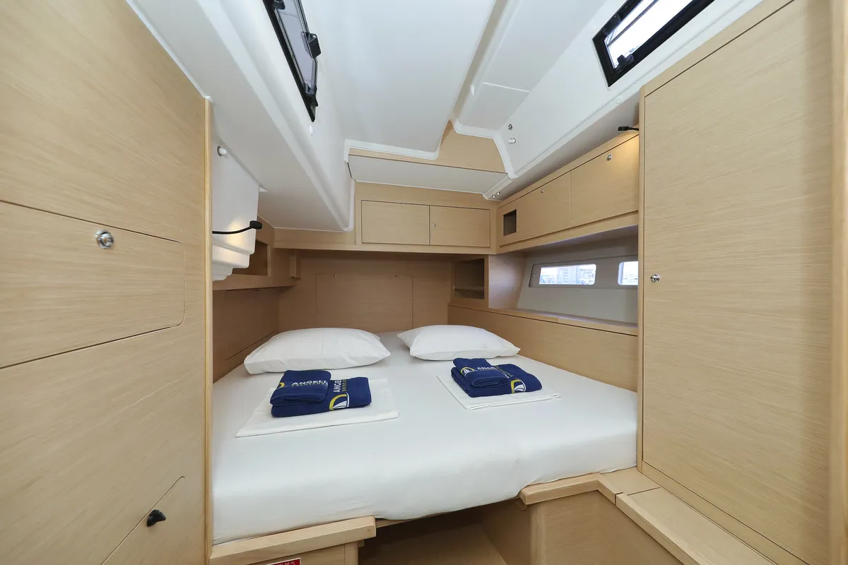 Cabin on Blue Therapy, a Dufour 530 sailboat at Grad Biograd na Moru, Croatia