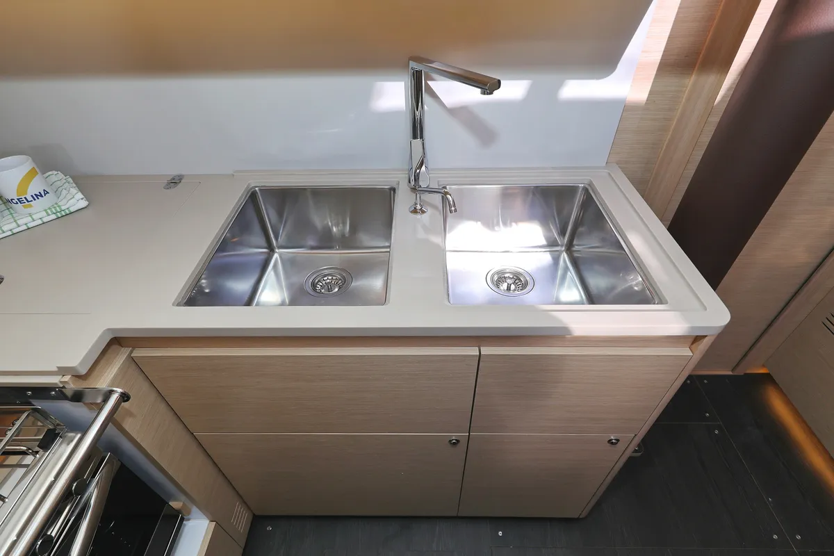 Galley of Blue Therapy, a Dufour 530 sailboat at Grad Biograd na Moru, Croatia