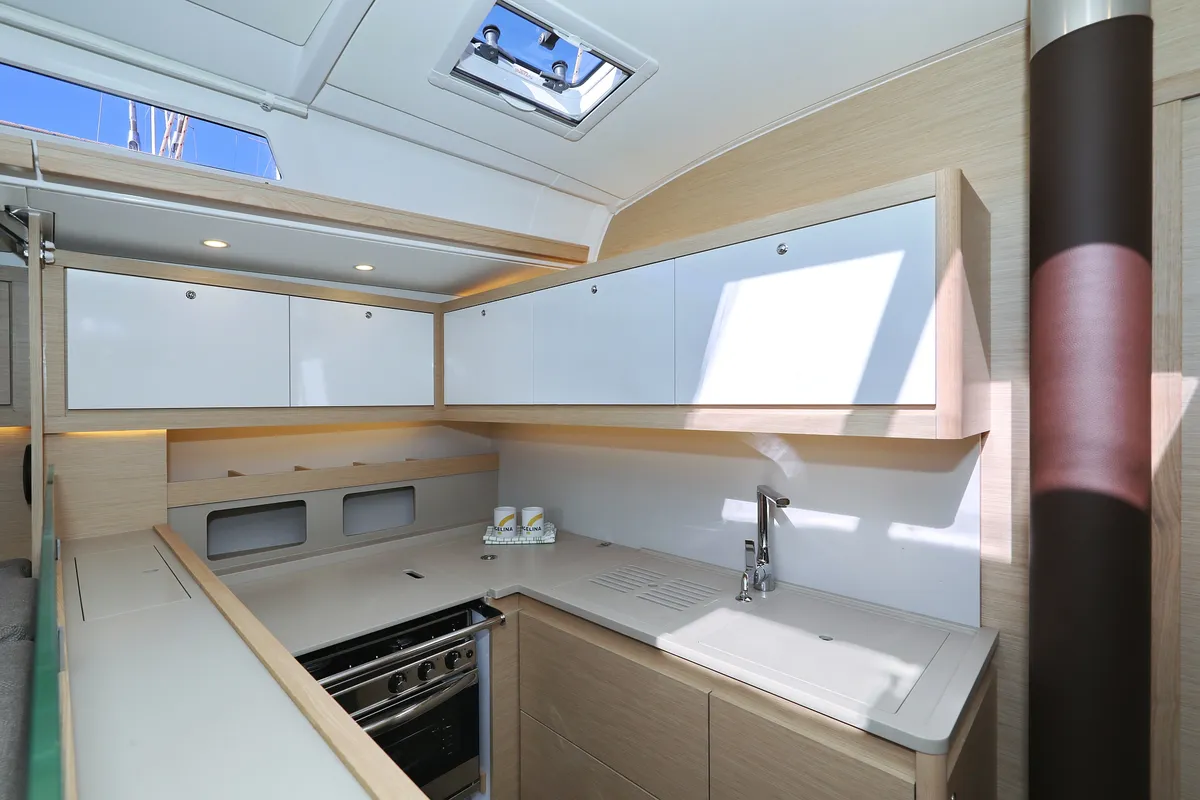 Galley of Blue Therapy, a Dufour 530 sailboat at Grad Biograd na Moru, Croatia