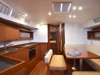 Galley of JN, a Beneteau Oceanis 45 sailboat at U Pàize, Italy