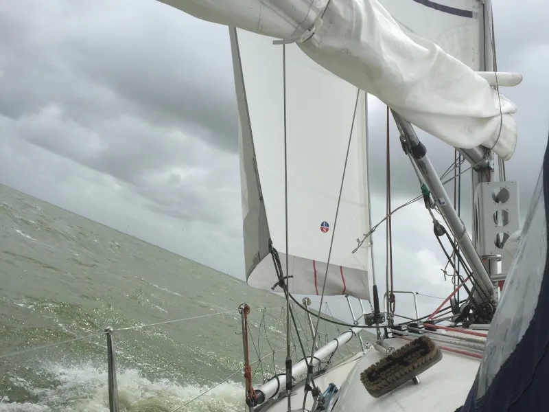 Exterior view of Grote Beer, a Beneteau First 36.7 sailboat at Yerseke, Netherlands