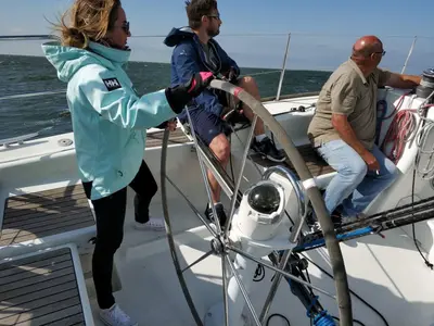 Cockpit of Grote Beer, a Beneteau First 36.7 sailboat at Yerseke, Netherlands