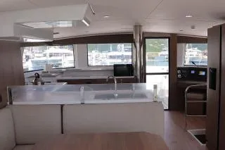 Salon of Still Wandering, a Bali 4.6 catamaran at Road Town, British Virgin Islands