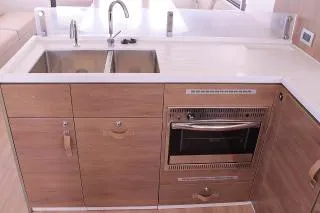 Galley of Still Wandering, a Bali 4.6 catamaran at Road Town, British Virgin Islands