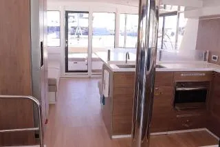 Salon of Still Wandering, a Bali 4.6 catamaran at Road Town, British Virgin Islands