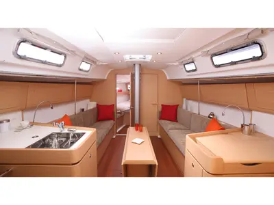 Salon of Imagine, a Beneteau First 40 sailboat at Marmaris, Turkey
