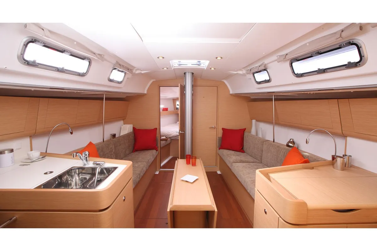 Salon of Imagine, a Beneteau First 40 sailboat at Marmaris, Turkey