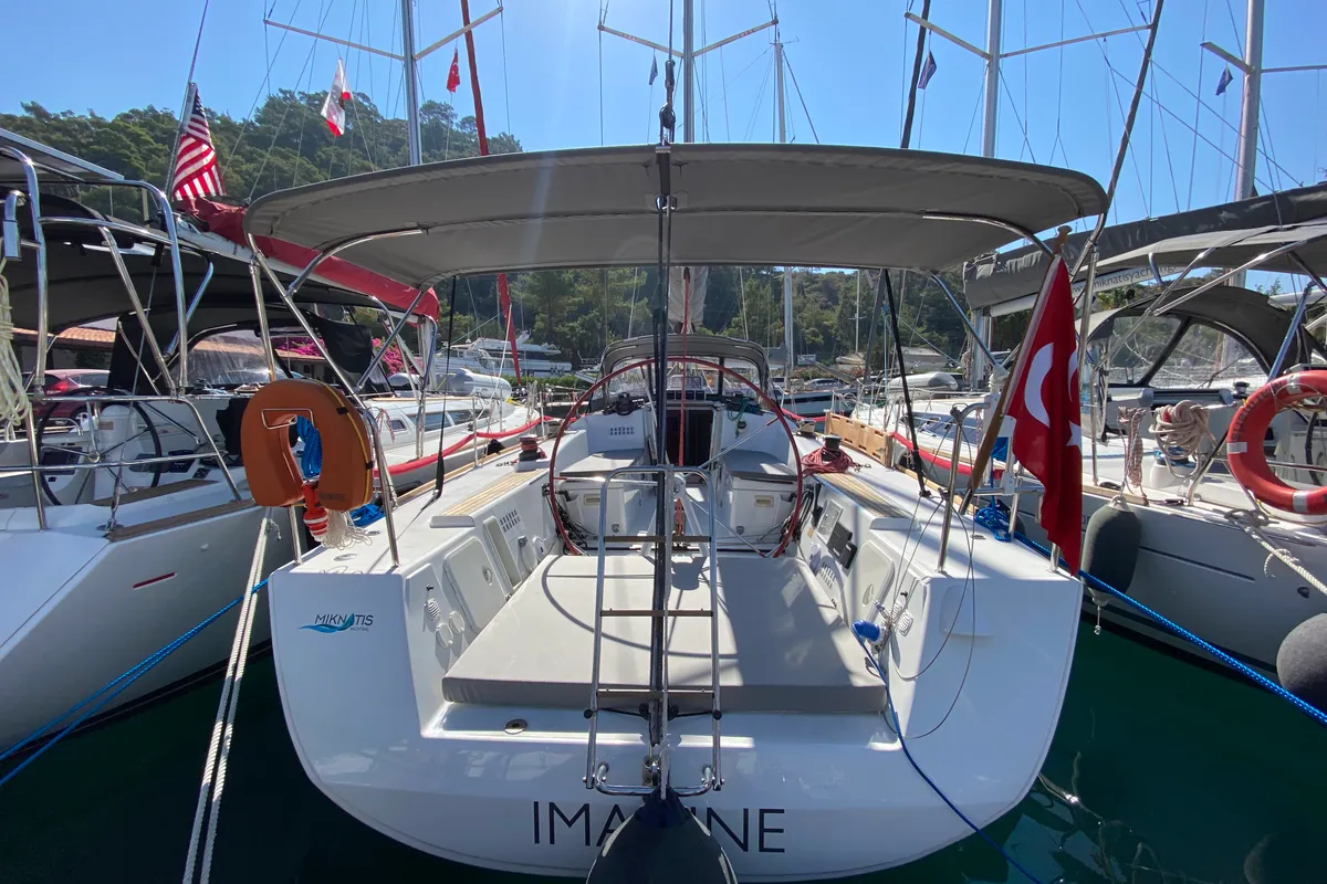 Exterior view of Imagine, a Beneteau First 40 sailboat at Marmaris, Turkey