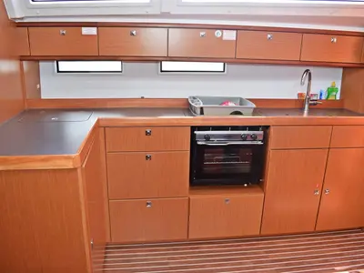 Galley of Maslinova, a Bavaria Cruiser 46 sailboat at Kaštela, Croatia