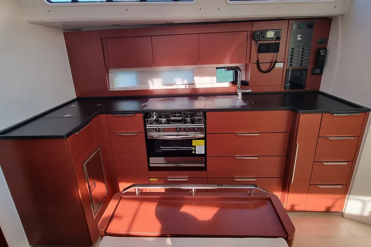 Galley of Fibi, a Hanse 460 sailboat at Grad Pula, Croatia