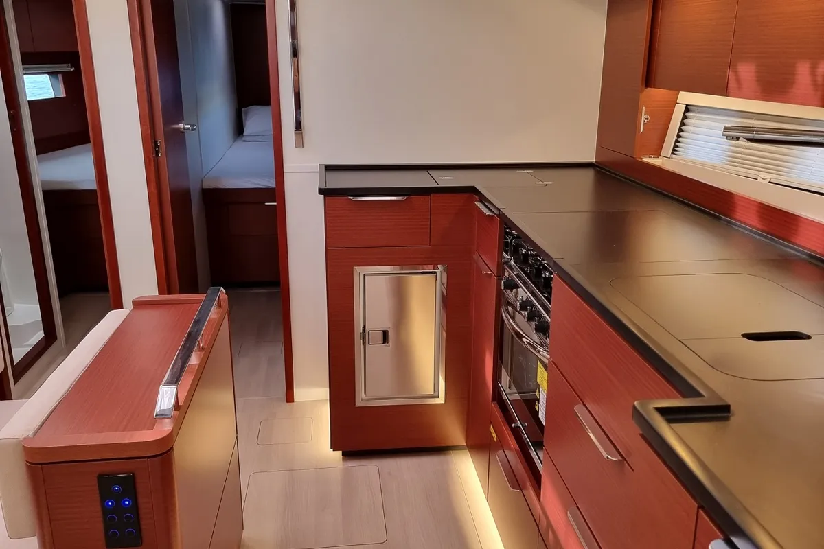 Galley of Fibi, a Hanse 460 sailboat at Grad Pula, Croatia
