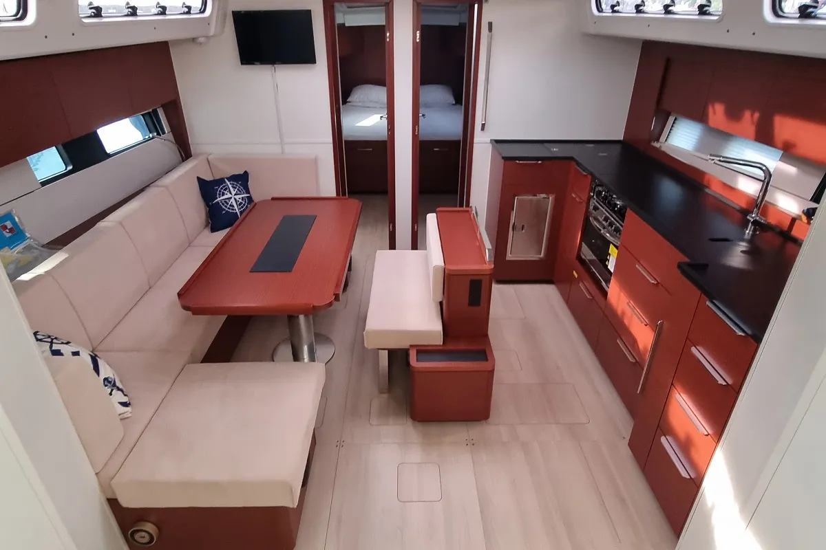 Salon of Fibi, a Hanse 460 sailboat at Grad Pula, Croatia