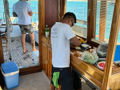 Galley of Calypsa, a Gulet Sail boat sailboat at Grad Rovinj, Croatia