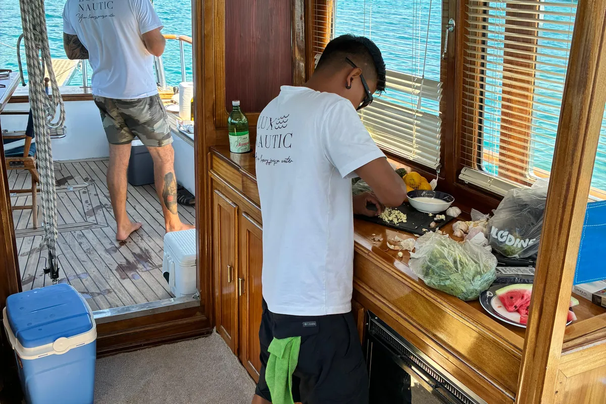 Galley of Calypsa, a Gulet Sail boat sailboat at Grad Rovinj, Croatia