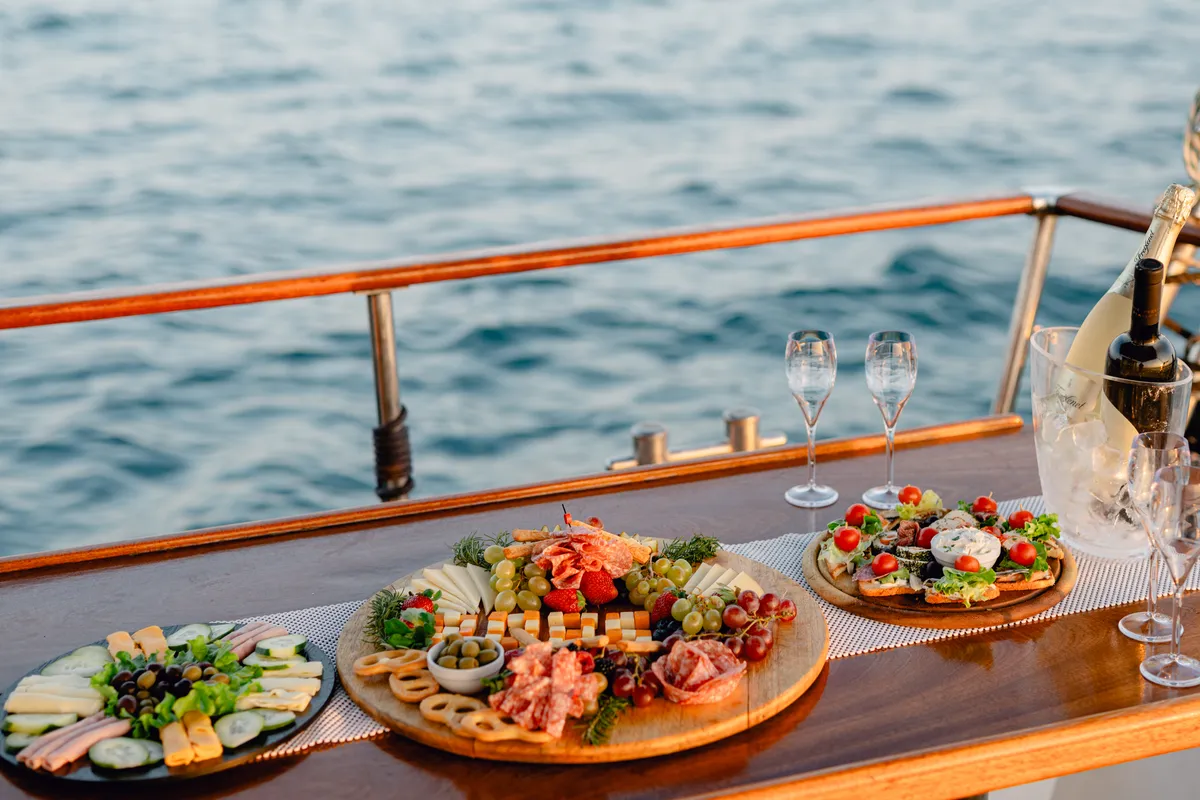 Deck of Calypsa, a Gulet Sail boat sailboat at Grad Rovinj, Croatia