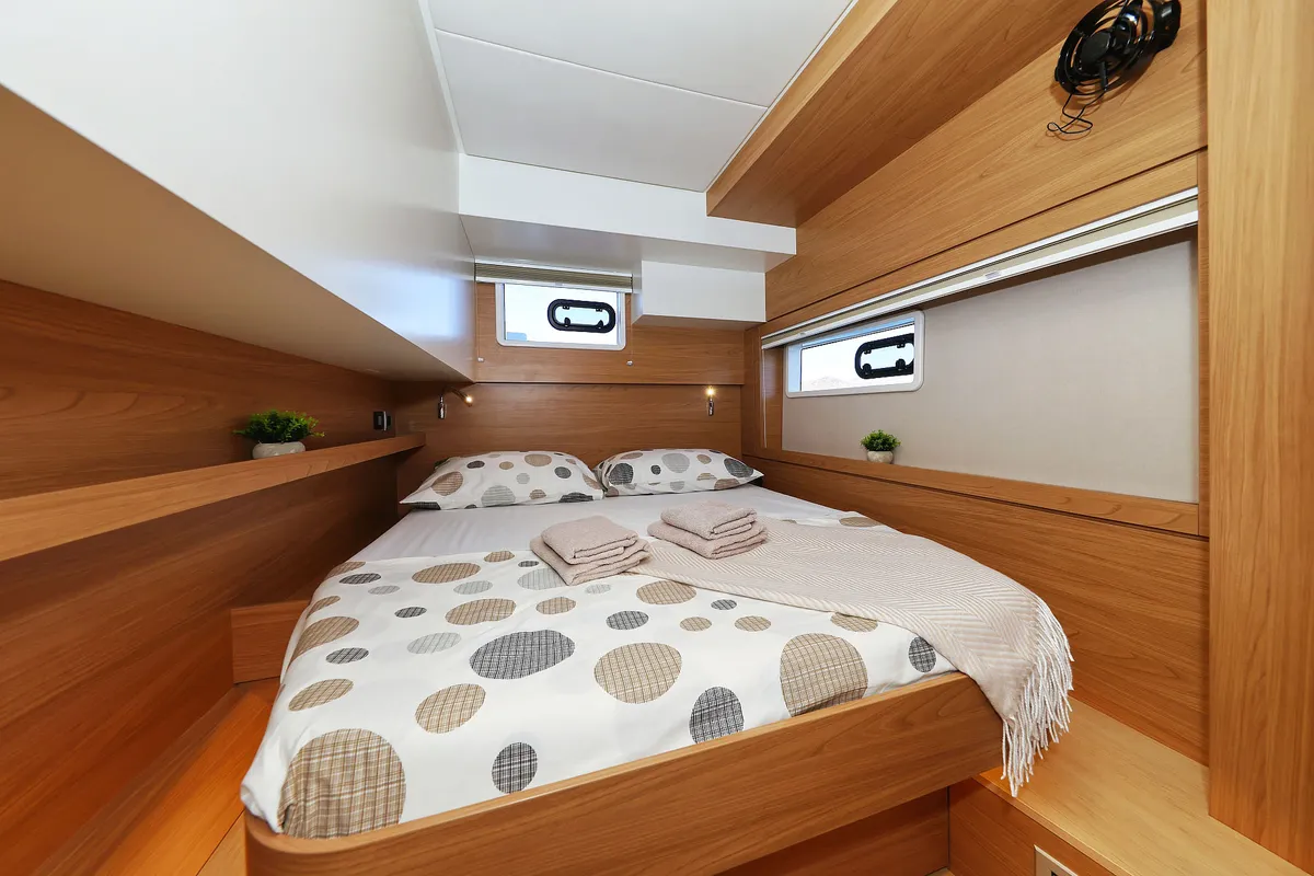 Cabin on Voyager, a Bali 4.4 catamaran at Seget Donji, Croatia