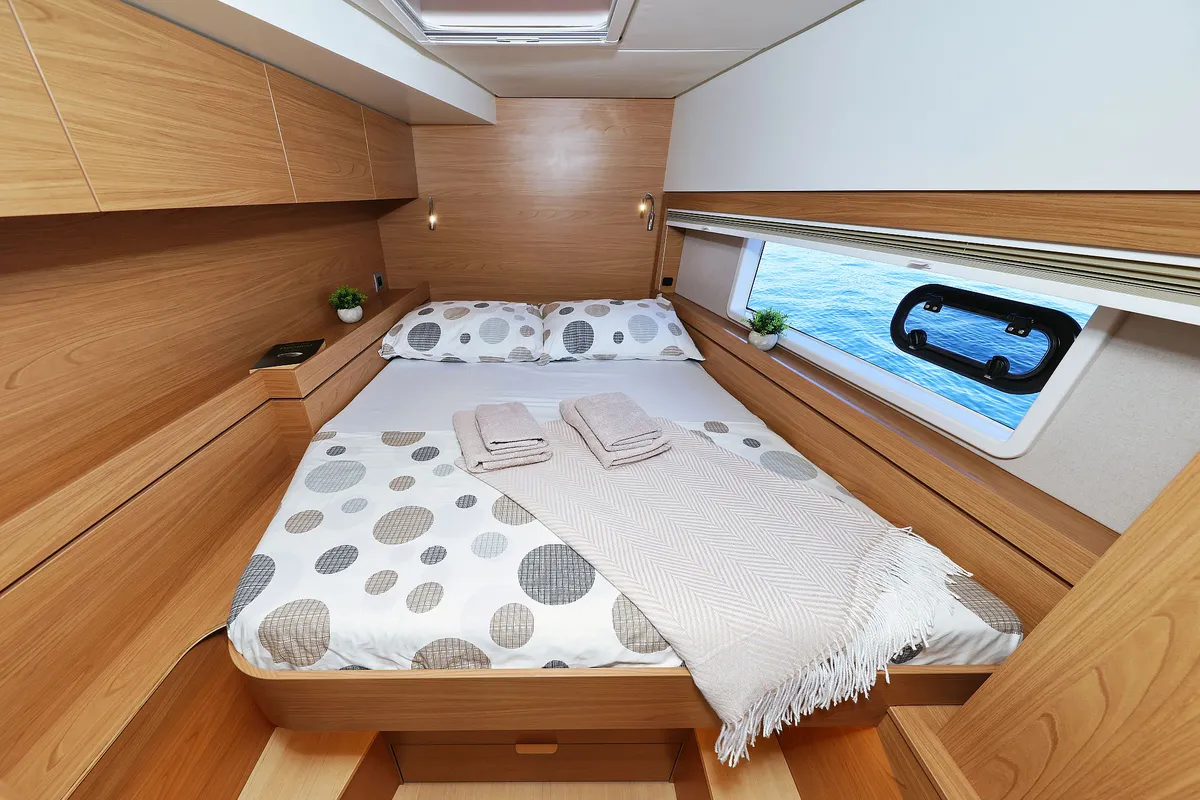 Cabin on Voyager, a Bali 4.4 catamaran at Seget Donji, Croatia