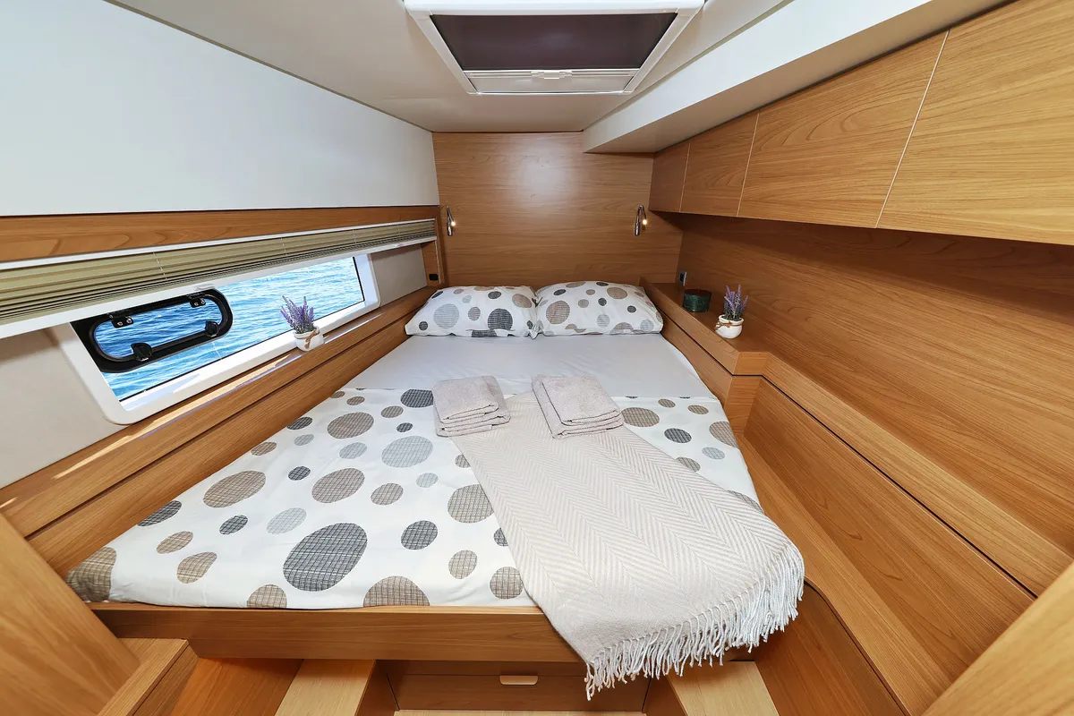 Cabin on Voyager, a Bali 4.4 catamaran at Seget Donji, Croatia
