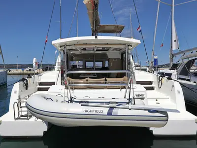 Deck of Wendy, a Bali 4.1 catamaran at Grad Biograd na Moru, Croatia
