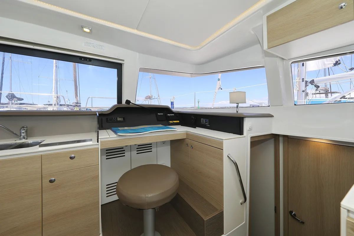 Galley of Wendy, a Bali 4.1 catamaran at Grad Biograd na Moru, Croatia