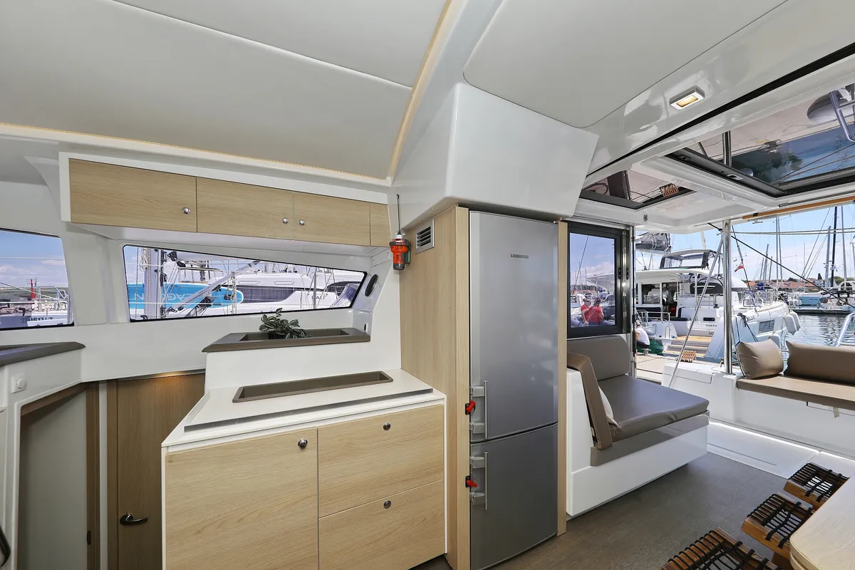 Galley of Wendy, a Bali 4.1 catamaran at Grad Biograd na Moru, Croatia