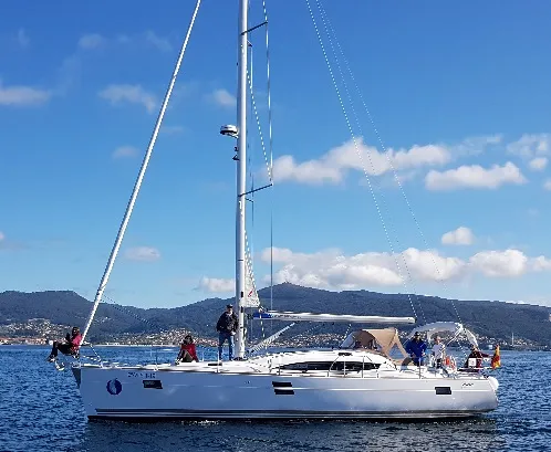 Exterior view of Sailway Ocho, a Elan Impression 45 sailboat at Vigo, Spain