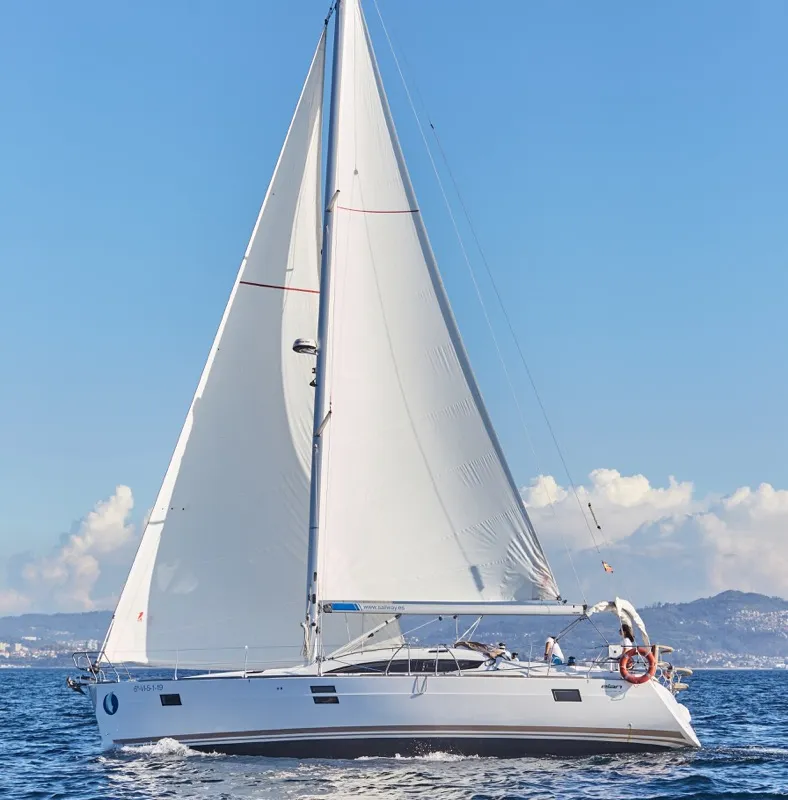 Exterior view of Sailway Ocho, a Elan Impression 45 sailboat at Vigo, Spain