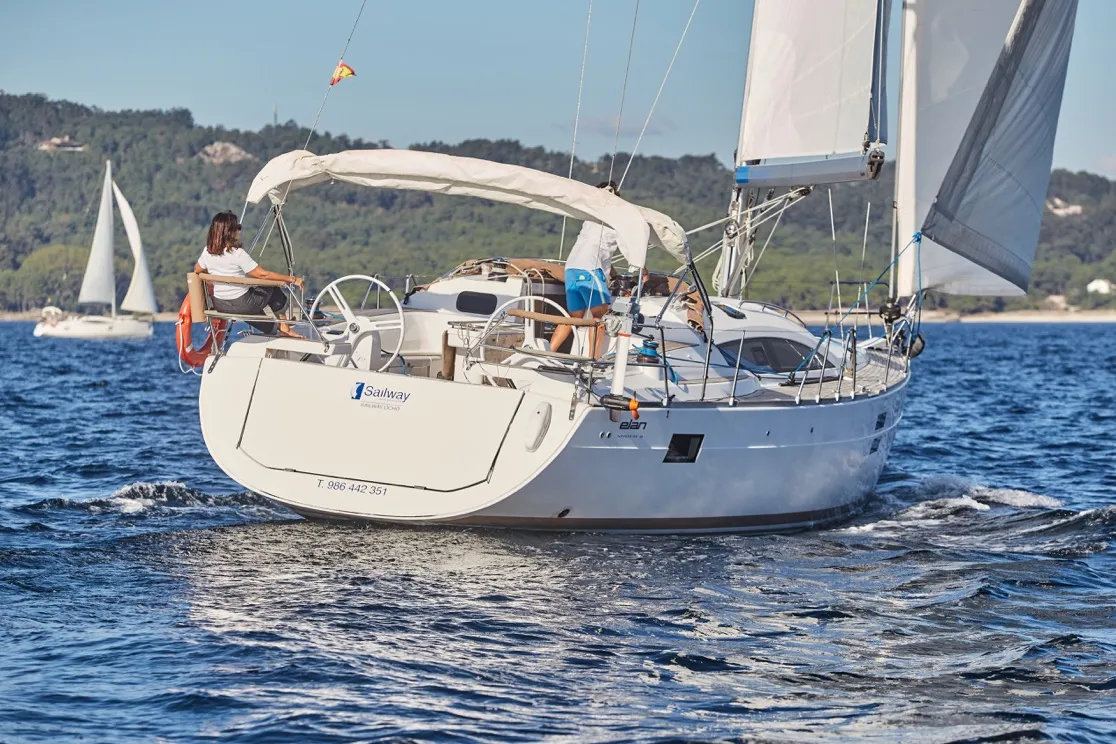 Exterior view of Sailway Ocho, a Elan Impression 45 sailboat at Vigo, Spain