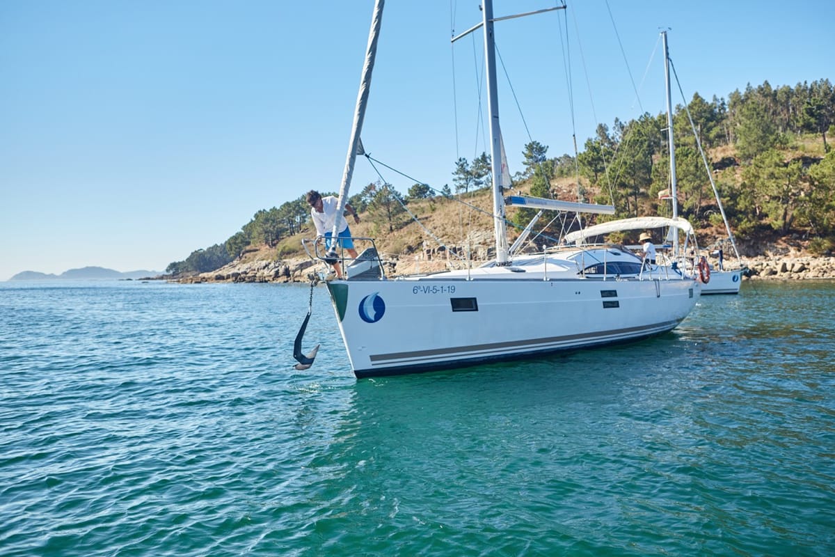 Exterior view of Sailway Ocho, a Elan Impression 45 sailboat at Vigo, Spain