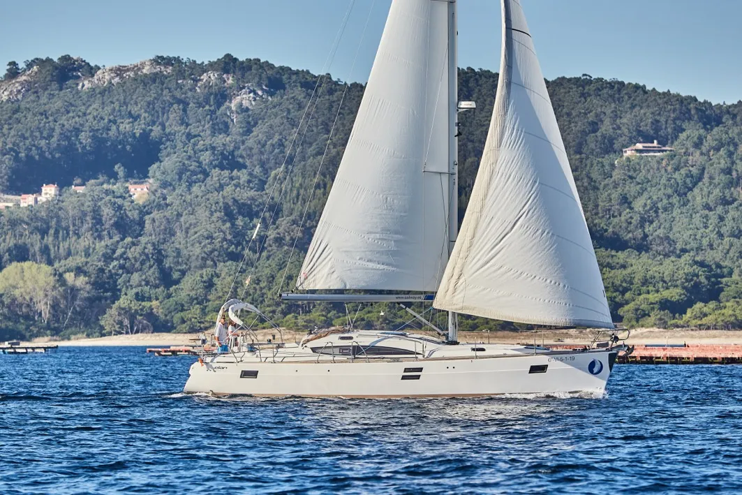 Exterior view of Sailway Ocho, a Elan Impression 45 sailboat at Vigo, Spain