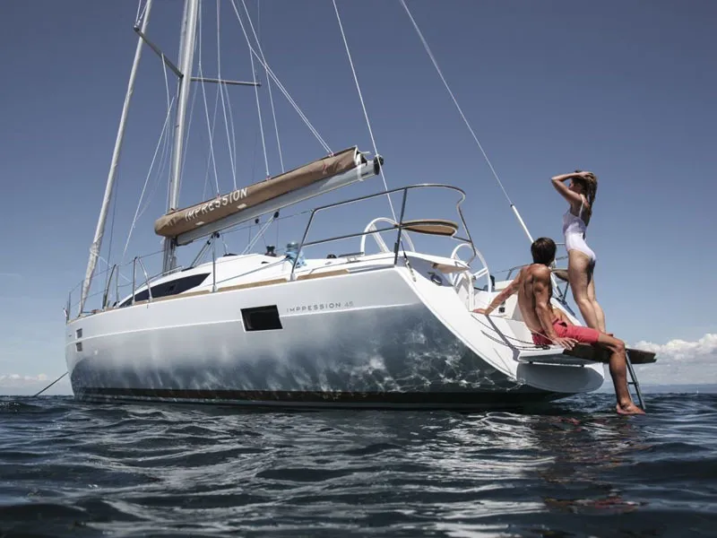 Exterior view of Sailway Ocho, a Elan Impression 45 sailboat at Vigo, Spain