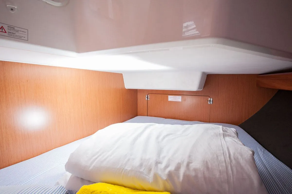Cabin on Nancy, a Bavaria Cruiser 37 sailboat at Dubrovnik, Croatia