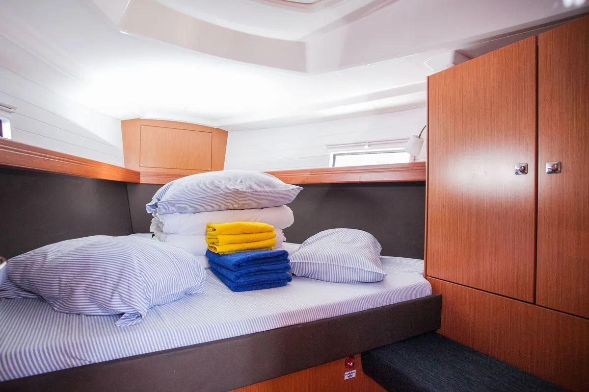 Cabin on Nancy, a Bavaria Cruiser 37 sailboat at Dubrovnik, Croatia