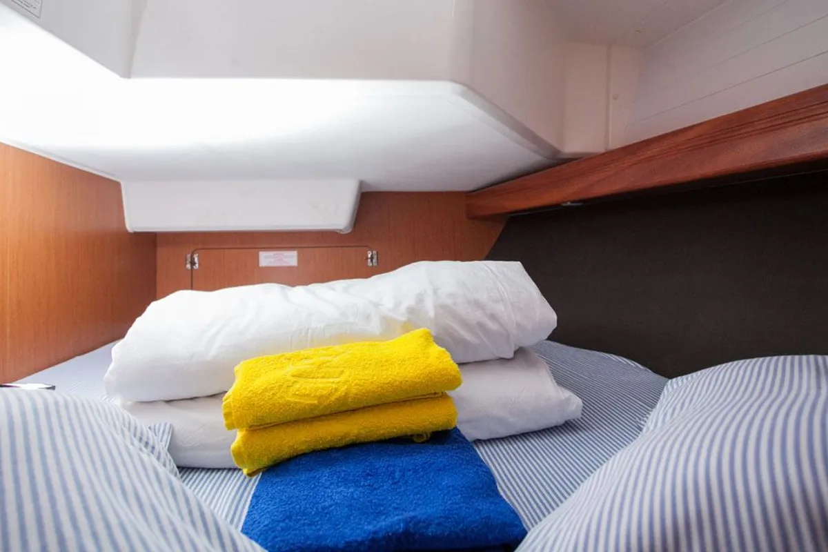 Cabin on Nancy, a Bavaria Cruiser 37 sailboat at Dubrovnik, Croatia