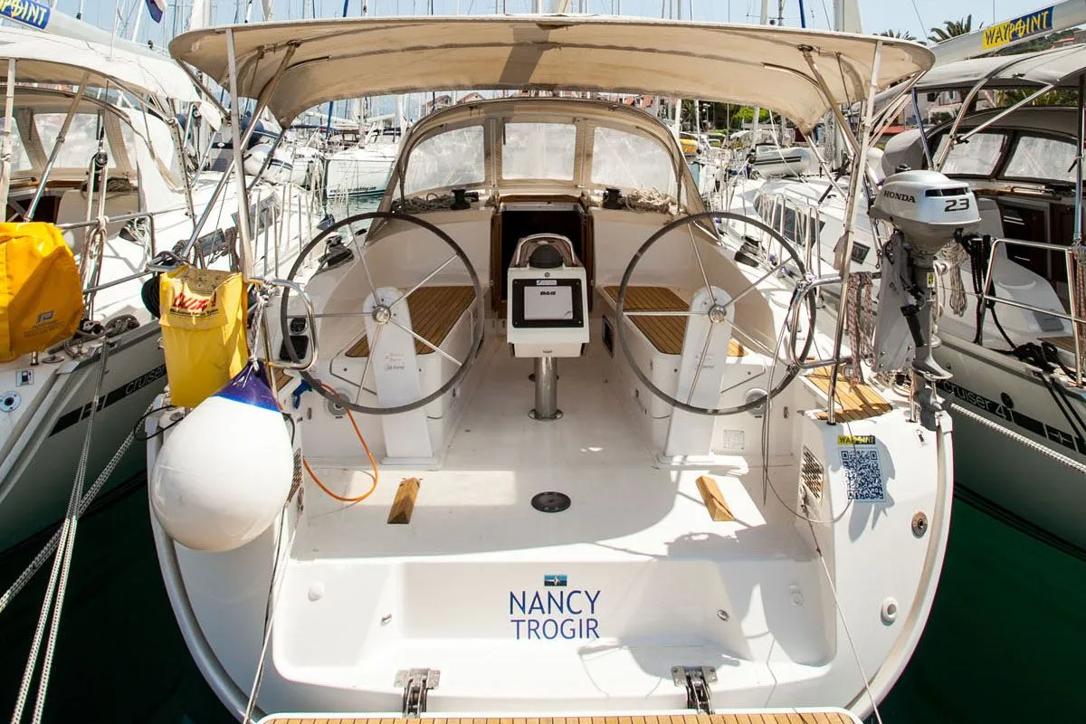 Cockpit of Nancy, a Bavaria Cruiser 37 sailboat at Dubrovnik, Croatia