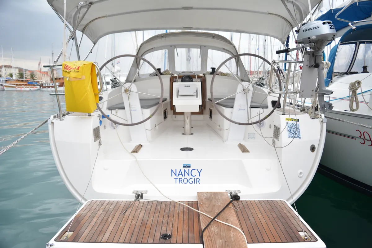 Cockpit of Nancy, a Bavaria Cruiser 37 sailboat at Dubrovnik, Croatia