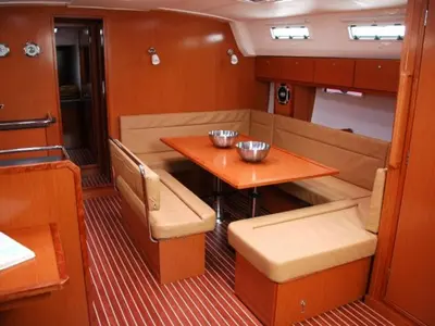 Salon of Zaurak, a Bavaria Cruiser 50 sailboat at Olbia, Italy