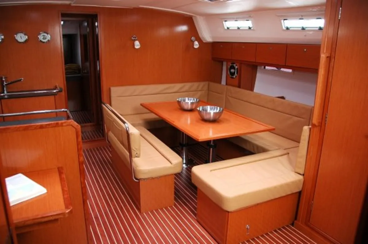 Salon of Zaurak, a Bavaria Cruiser 50 sailboat at Olbia, Italy