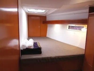 Cabin on Zaurak, a Bavaria Cruiser 50 sailboat at Olbia, Italy