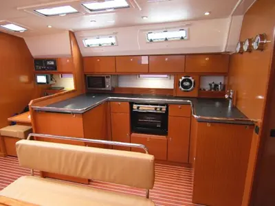 Galley of Zaurak, a Bavaria Cruiser 50 sailboat at Olbia, Italy