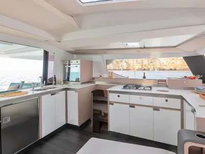 Galley of My Dream, a Fountaine Pajot Elba 45 catamaran at Taranto, Italy
