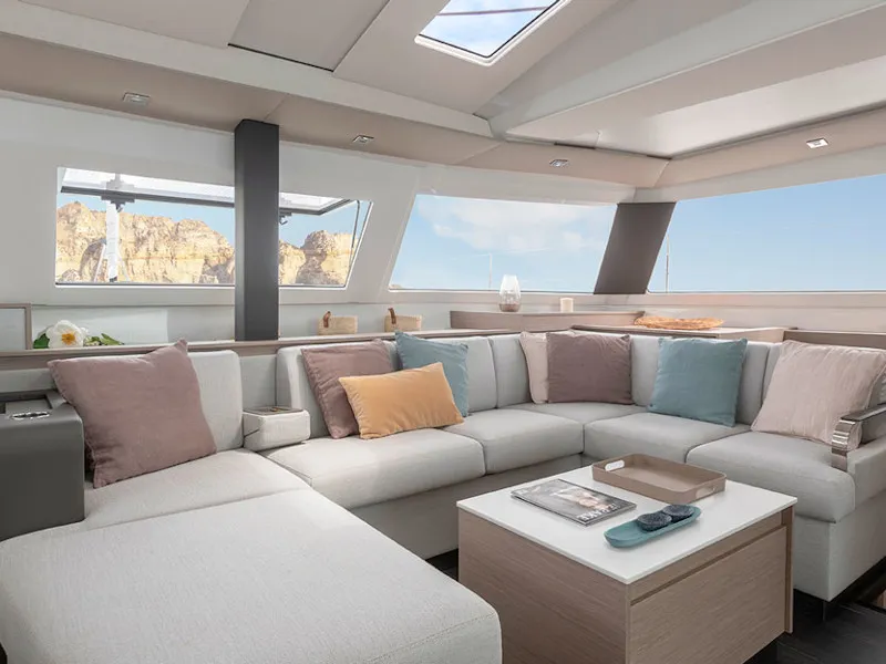 Salon of My Dream, a Fountaine Pajot Elba 45 catamaran at Taranto, Italy