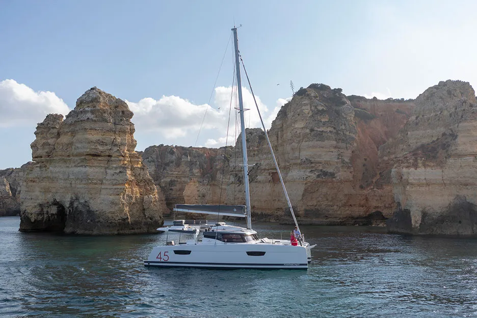 Exterior view of My Dream, a Fountaine Pajot Elba 45 catamaran at Taranto, Italy