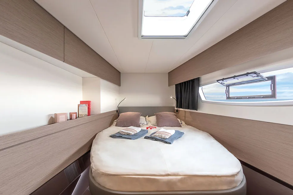 Cabin on My Dream, a Fountaine Pajot Elba 45 catamaran at Taranto, Italy